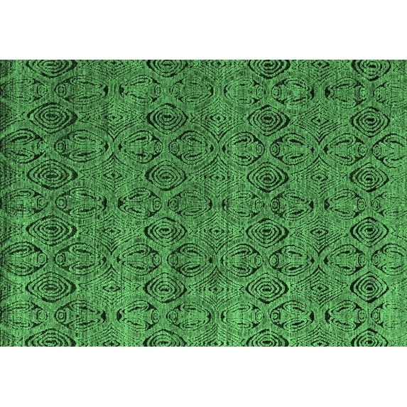 Ahgly Company Indoor Rectangle Abstract Emerald Green Modern Area Rugs, 7' x 9'
