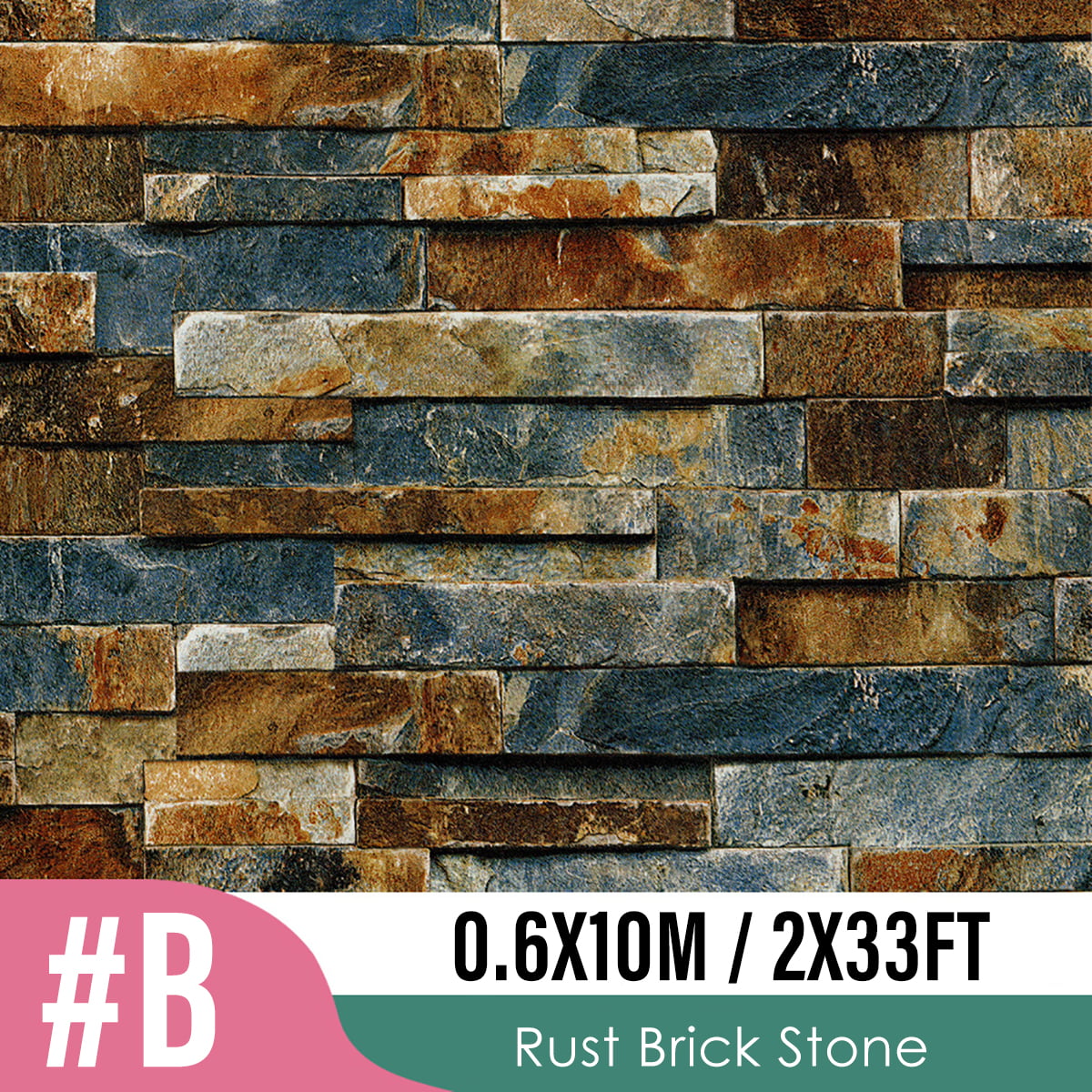 *3D Faux Brick Stone Wallpaper Bedroom Kitchen Stone Contact Paper Vinyl Sticker