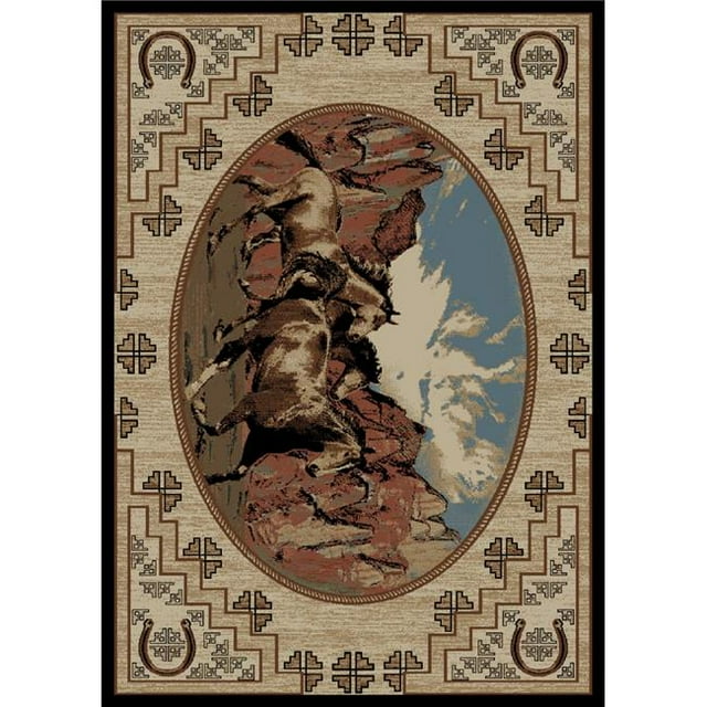 Mayberry Rug LK6963 5X8 5 ft. 3 in. x 7 ft. 7 in. Lodge King Great Escape Area Rug, Multi Color
