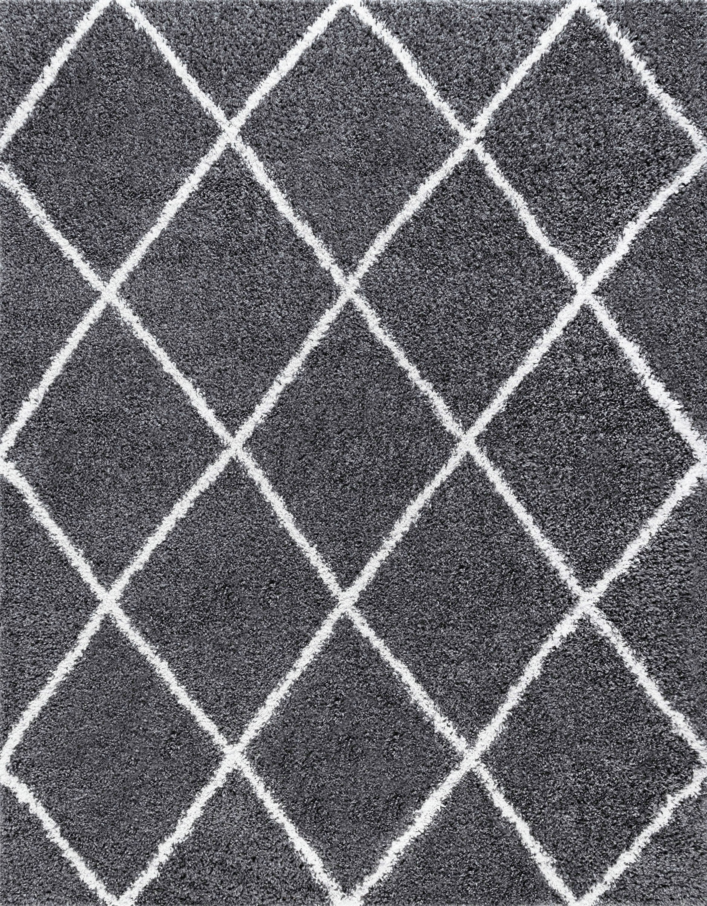 Bliss Rugs Transitional Diamond 5'3'' x 7'3'' Gray and White Polypropylene Indoor Area Rug, 5'3'' x 7'3''