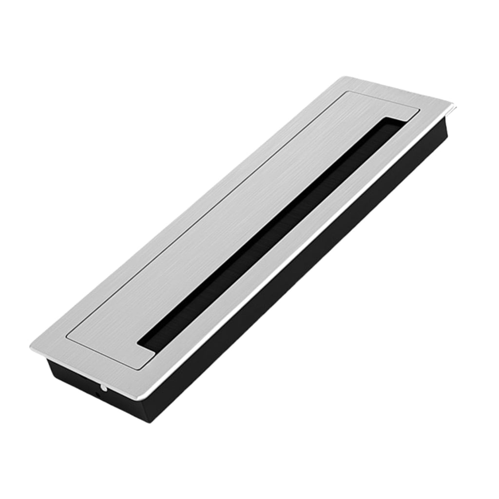 Rectangle Metal Desk Cable Management Grommet Brushed Finish for Homes Office