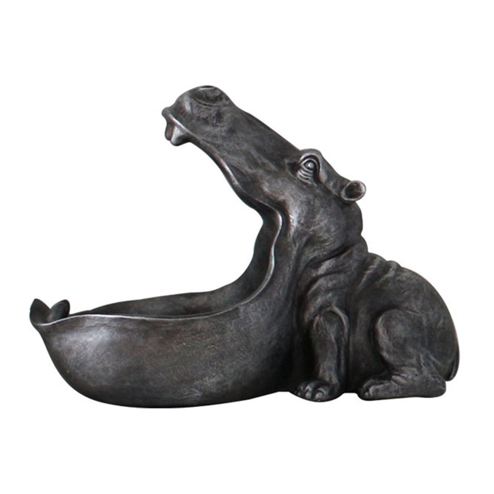 Hippo Animal Statue Desk Home Decor Storage Figurine Sculpture Top Art Ornament