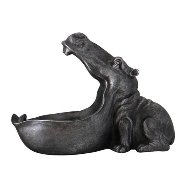 Estatua Escultura de Resina Hipopótamo Btafrte plateado