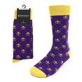 thumbnail image 3 of Men's Fleur de Lis Diamond Dotted Line Premium Cotton Dress Casual Crew Socks-Mardi Gras Theme, 3 of 3