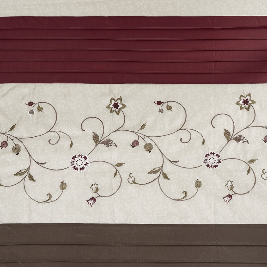 MAYEERTY Faux Silk Embroidered Floral Shower Curtain, Machine-Washable