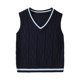 thumbnail image 2 of Odeerbi Chaqueta de Cuello En V de Punto de Cable de Los Niños Color Sólido Sin Mangas Uniforme de La Escuela, 2 of 9