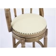 thumbnail image 4 of Beige Leather Bar Stool 26 Inch Height Swivel Seat with Wood Frame for Kitchen Counter, 4 of 10