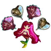 Mermaid Seashell Balloons 5PC Set | Birthday Party Decoration & Party Supplies | Kids Birthday Gifts Baby Shower Gender Reveal Celebrations