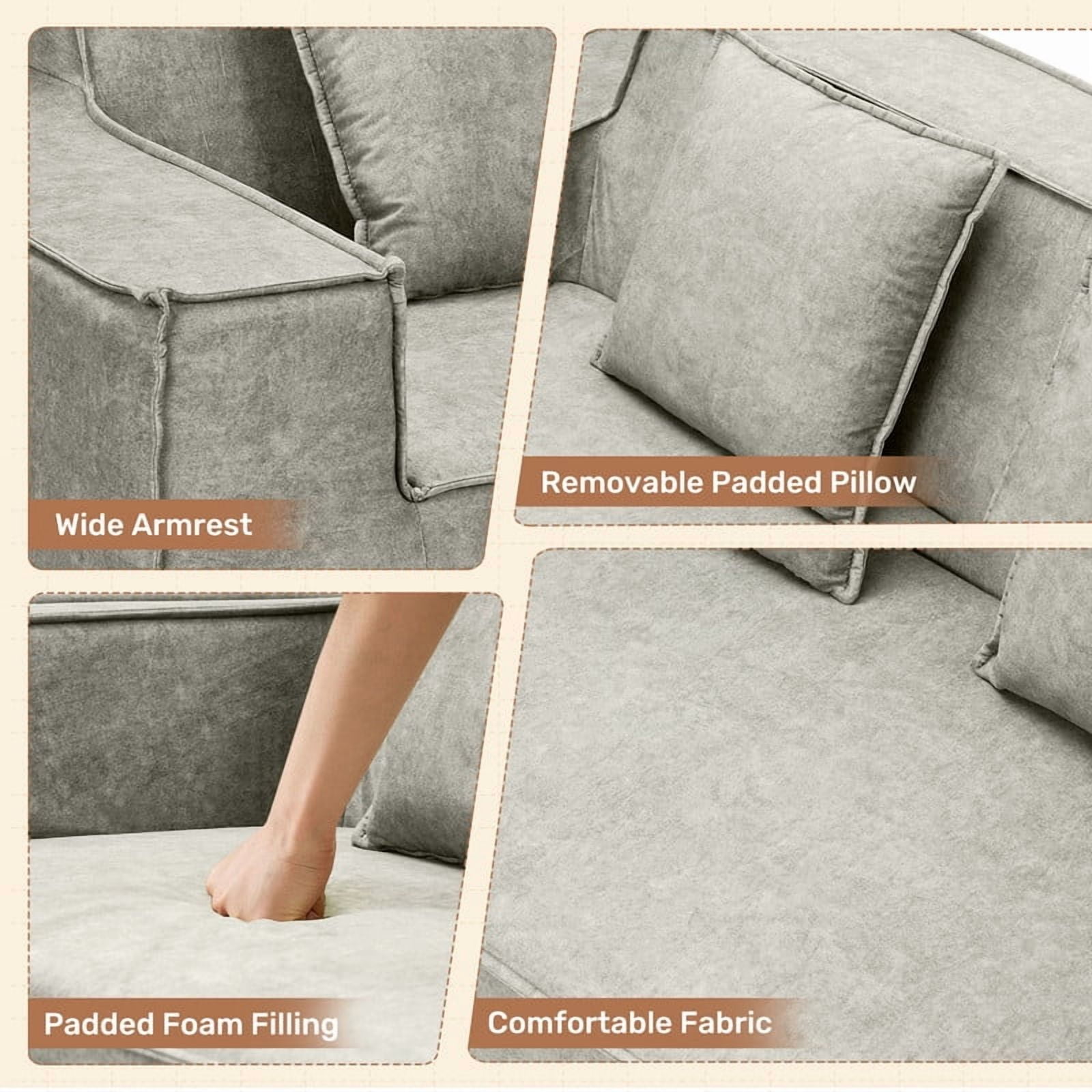 Hawsaiy 75" Pet-Friendly Cat-Scratch Fabric Loveseat Sofa with Wide Armrests & Removable Pillows, No Assembly Foam Couch, Vacuum Packed, High-Density Support, Gray