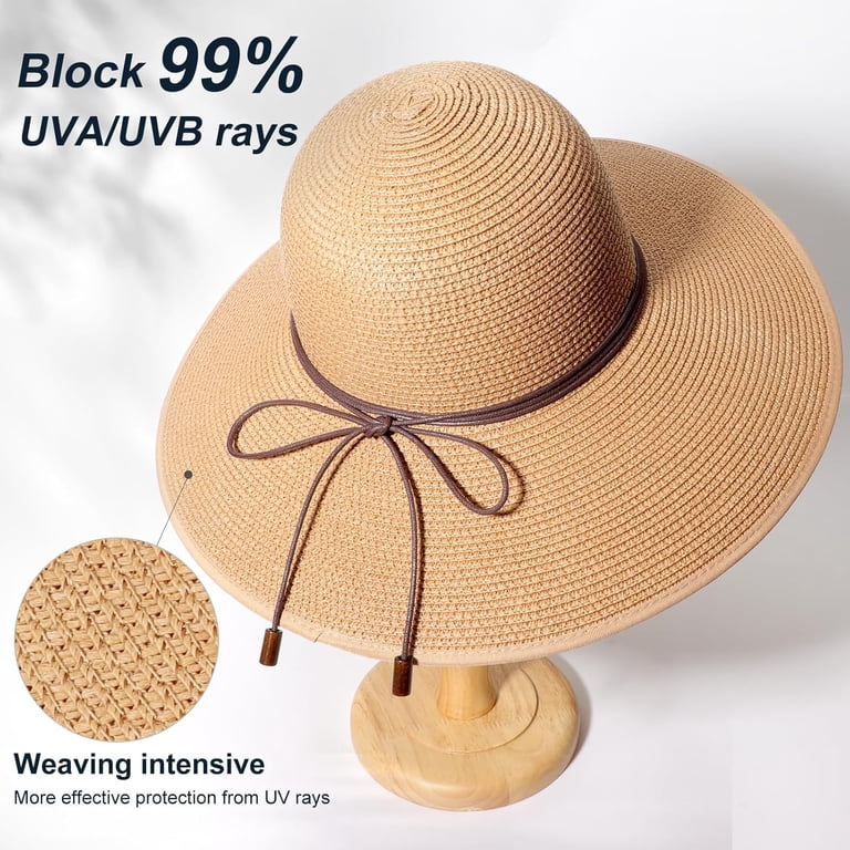 Kiibsot Beach Hats for Women Big Straw Wide Brim Summer Hat  display picture 1