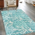 thumbnail image 2 of 2.7'x5' Area Rugs, Teal Coral Coastal Indoor Outdoor Area Rug for Living Room Bedroom, Ocean Nautical Seaside Beach Washable Bathroom Rugs Kitchen Floor Carpet Mats Home Decor Aesthetic, 2 of 8
