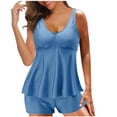 thumbnail image 2 of Alkepwun Tankini Swimsuits for Women Tummy Control Flowy Swimwear Two Piece Bathing Suits Solid Hollow Swim Tank Top with Boyshorts, 2 of 7