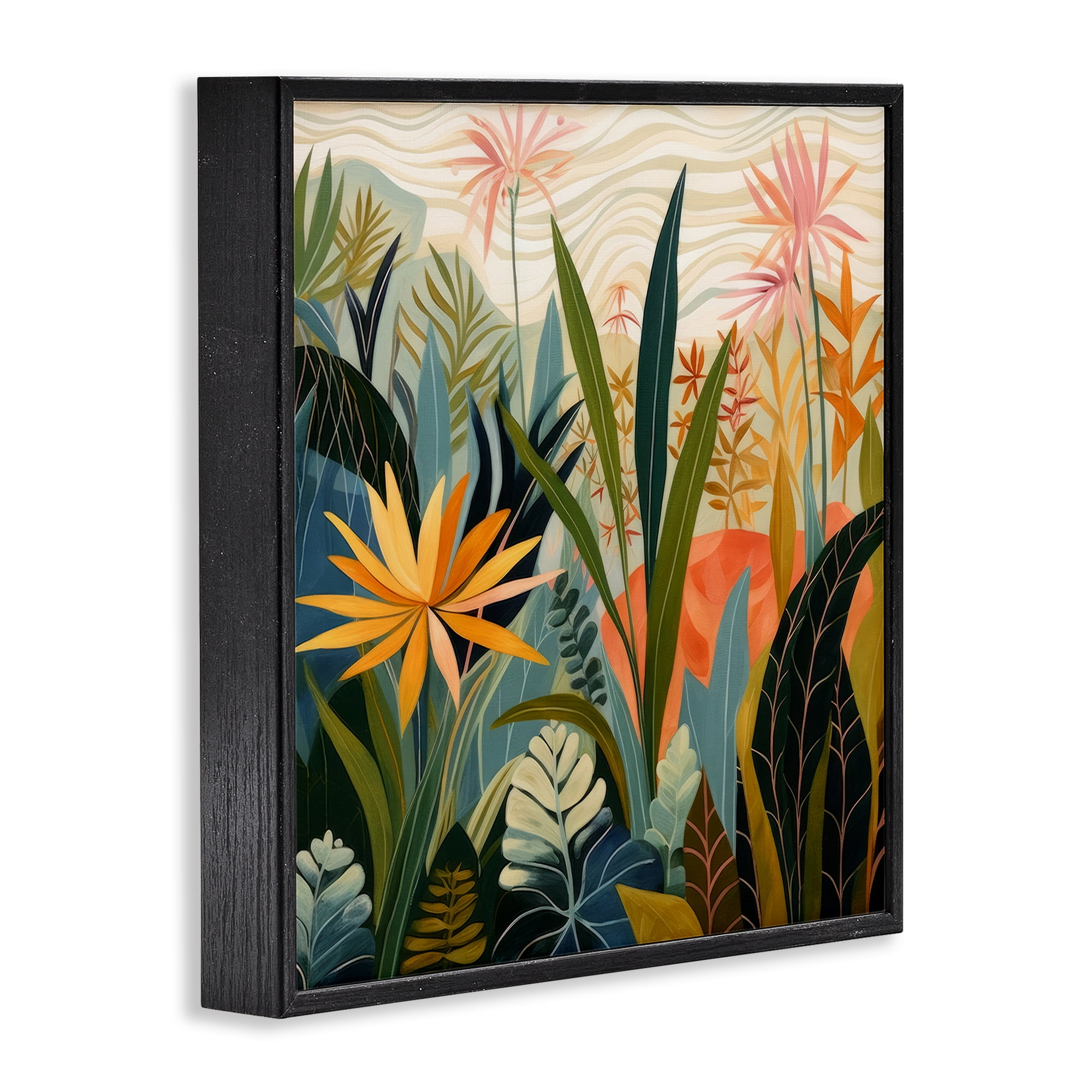 Stupell Industries Tropical Botanical Embrace Black Framed Giclee Art, design by Lazar Studio