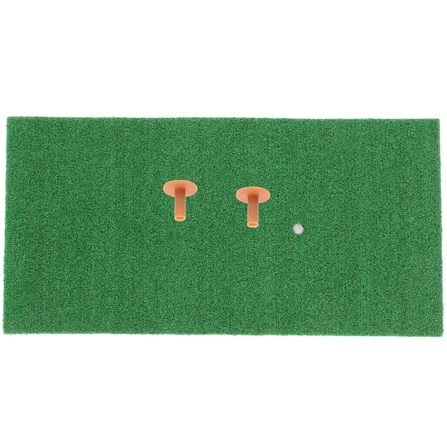 Miangastore 1 Set/3pcs Practice Mat Indoor Realistic Turf Mat Training Aids Home Sports Supplies for Daily Use (1pc Mat + 2pcs TEE)