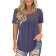 thumbnail image 3 of LETDIOSTO Women's Plus Size Tops Short Sleeve Shirts Lace Pleated Tunic Causal Tee Blouses M-4XL, 3 of 7