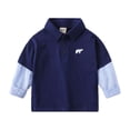 thumbnail image 3 of Swuxness Toddler Long Sleeve Shirts Patchwork Layered Look Lapel Collar Comfortable Fall Tops, 3 of 4
