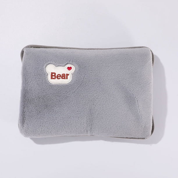 Bolsa de agua caliente eléctrica recargable, bolsa de agua caliente de doble mano, cabeza de oso de dibujos animados, lindo bebé cálido