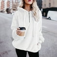thumbnail image 2 of jsaierl Sherpa Hoodies for Women Quarter Zip Pullover Long Sleeve Fleece Hooded Sweatshirt Casual Winter Warm Sweater with Pocket, 2 of 5