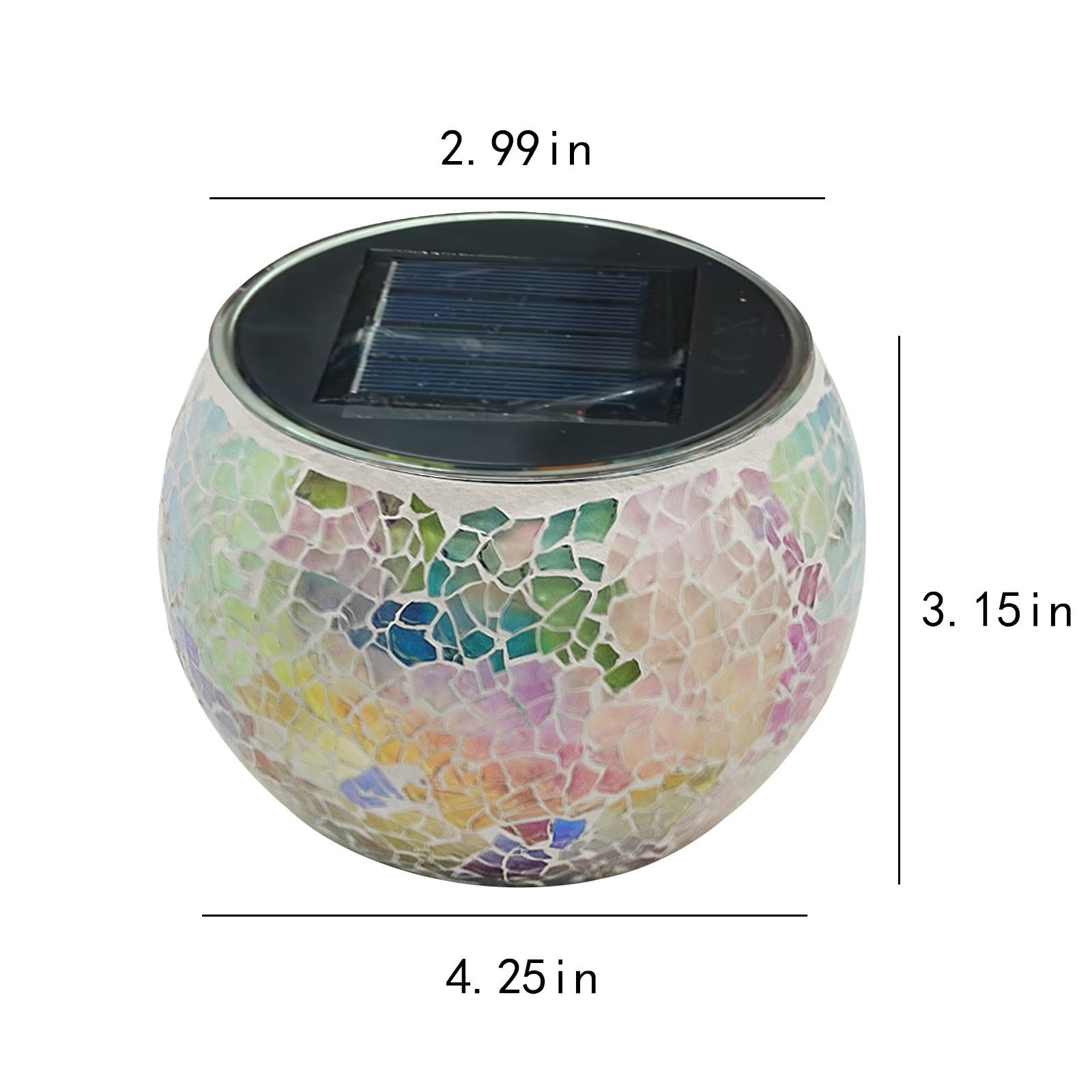 WWV Solar Mosaic Glass Table Lamp Color Changing LED Night Light for Garden Yard Outdoor Indoor Decor Gift Broken Glass Design