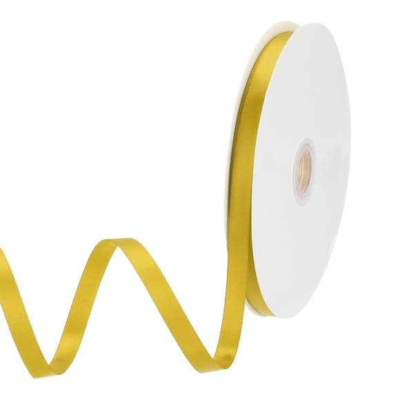 Uxcell Satin Ribbon Grosgrain Solid Silk Wedding Bouquet Ribbon for Valentine's Day Gift Wrapping Cake Box Bows Gold Yellow-3/8" x 65 Yard