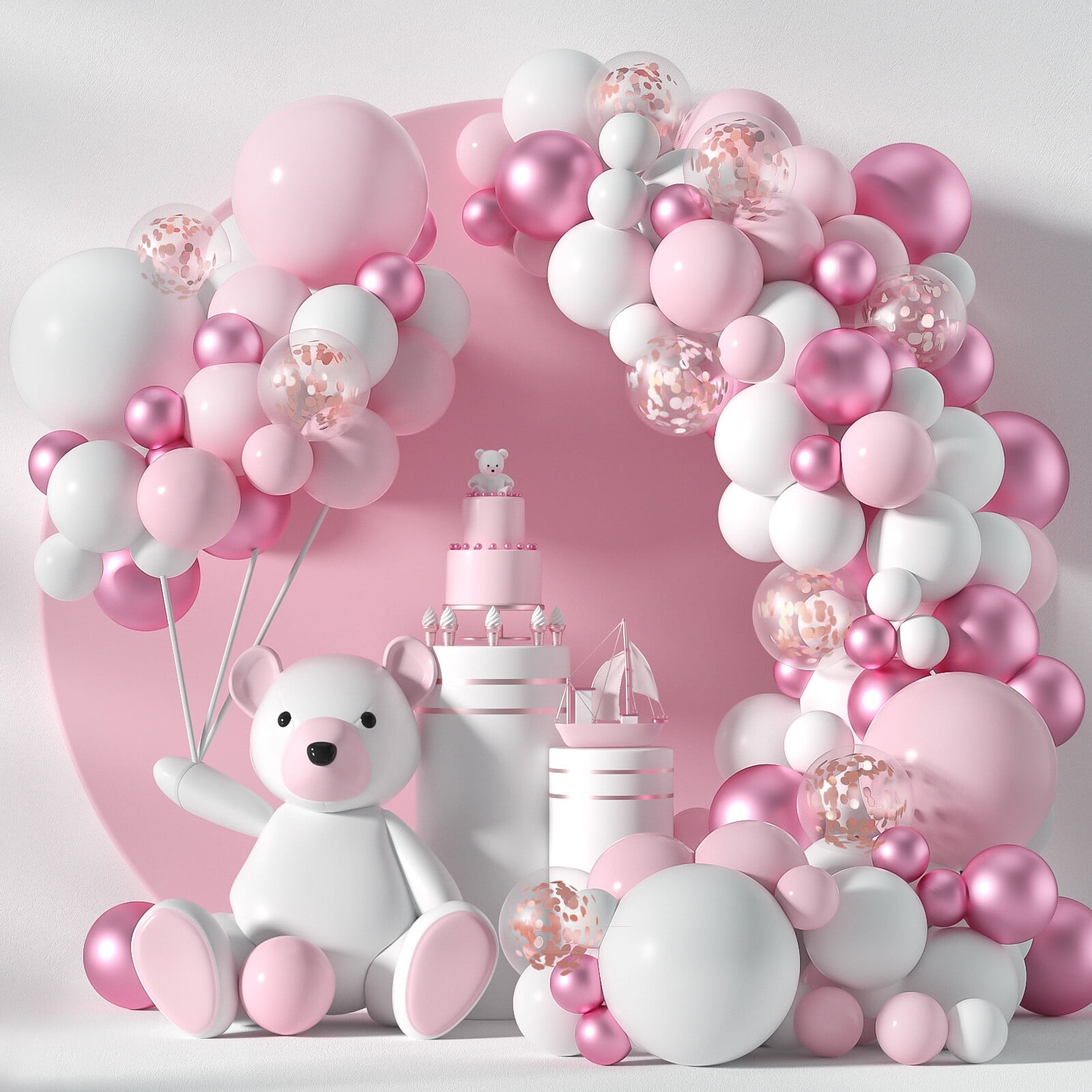 INTERNATIONAL Soft Pink DIY Balloon Garland Kit Neutral Pink Balloon Arch  Pink Blush Rose White Birthday Decorations Girl Baby Shower 