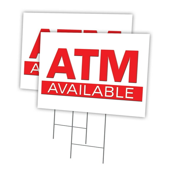ATM 2 Pack Of 12" x 16" Yard Sign & Stake | Advertise Your Business | Stake Included Image On Front Only | Made in The USA