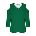 thumbnail image 5 of Fjofpr Women's V-Neck 3/4 Sleeve T-Shirt Cold Shoulder Blouse- Solid Color Basic Casual Tee, 5 of 6