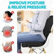 FORTEM Seat Cushion, Office Chair Cushion, Lumbar Support Pillow for Office Chair, Memory Foam Car Seat Cushions, Sciatica Coccyx Tailbone Pain Relief, Cushions for Back Support, Washable, Non Slip