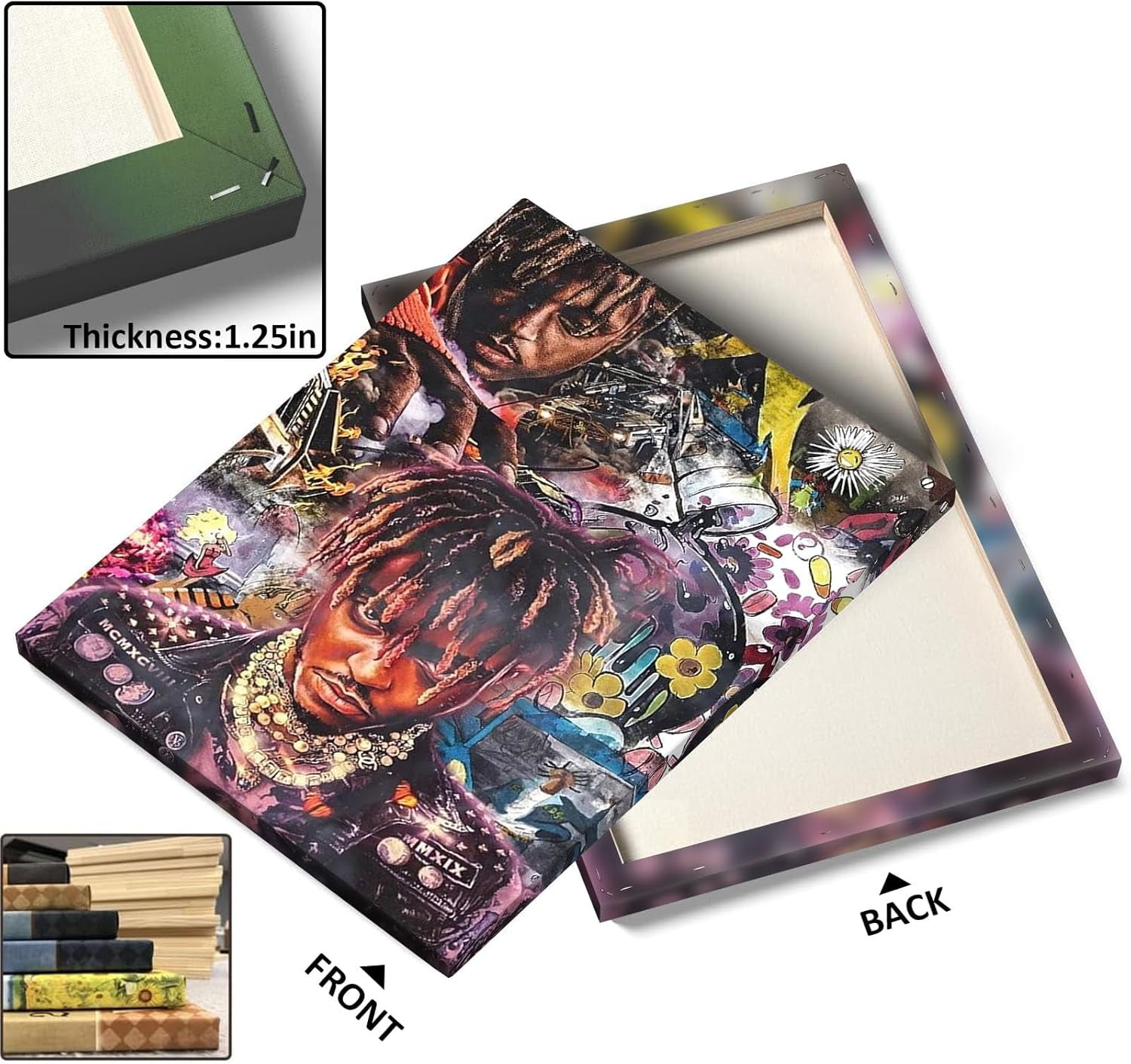 P&L Art Juice Wrld Canvas Wall Art, Rapper Singer Album Cover and Poster Framed Print Art, Retro graffiti Aesthetic Canvas Wall Art for Bedroom or Living Room Wall Decor Gift 16x20inch