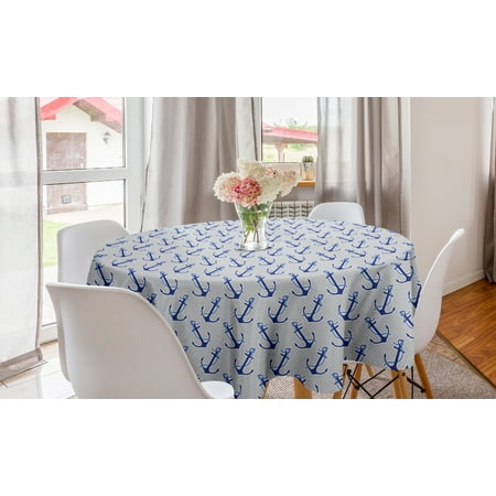

Anchor Round Tablecloth Marine Motif Ship Ropes on Polka Dots Backdrop Sailing Yacht Sea Theme Circle Table Cloth Cover for Dining Room Kitchen Decor 60 Navy Blue and Pale Grey by Ambesonne