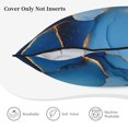 thumbnail image 5 of Velvet Rimmed Pillowcase Is Not Easy To Open Line Deformation Invisible Zipper Opening And Closing Only Pillowcase Does Not Contain Pillow Core Blue And Beige Gold Marble 16"X16", 5 of 8
