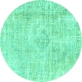 thumbnail image 1 of Ahgly Company Machine Washable Indoor Round Persian Turquoise Blue Traditional Area Rugs, 8' Round, 1 of 4