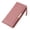 Pink, variant on Women Slim Leather Zip RFID Blocking Wallet Around Phone Wallet Credit Card Holder Bifold Long Ladies Billfold