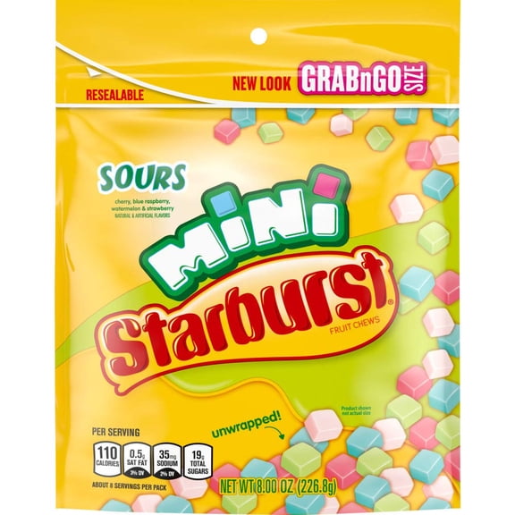 STARBURST Minis Sours Candy bag, 8.0 Ounce (Pack of 8)