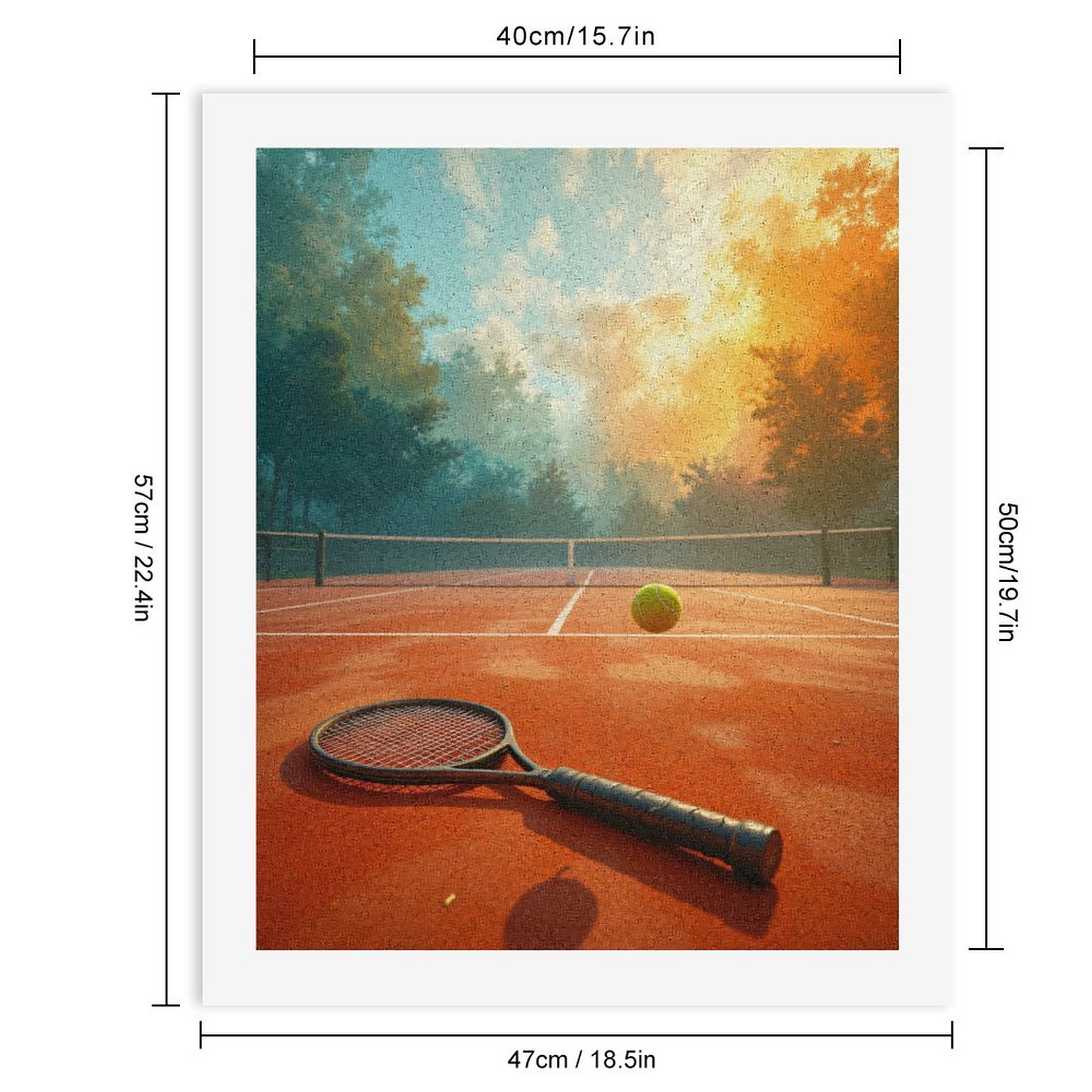 Paint by Numbers Kit for Adults, Tennis Court Sunrise Racket Ball Paint by Numbers, Easy Paint by Numbers Kit for Adults Beginner, DIY Adult Paint by Number Kits on Canvas, Home Decor