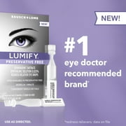 (6 pack) LUMIFY Preservative Free Redness Reliever Eye Drops, For Whiter and Brighter Looking Eyes, 20 Single Use Vials