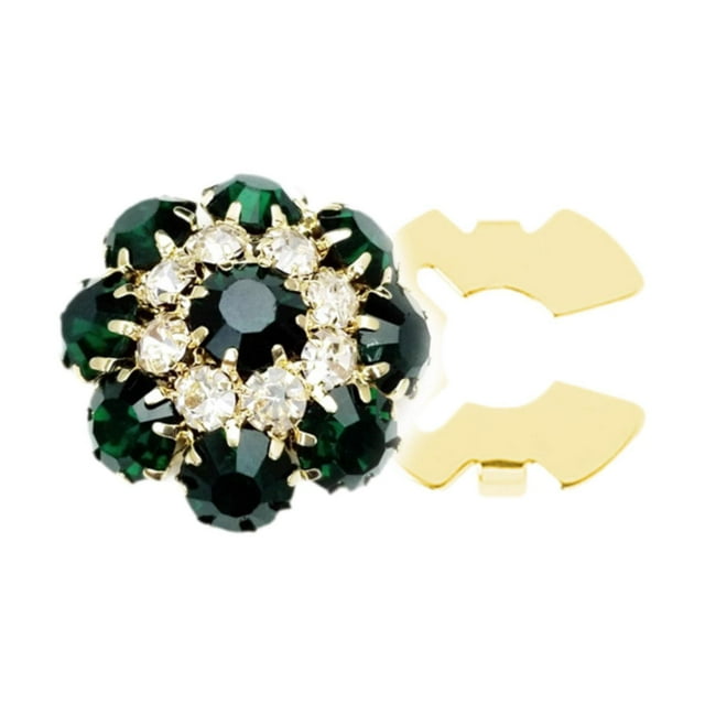Esquirla Decorative Rhinestone Button Cover DIY Decoration Clip on for Dress Suit Hat gold dark green