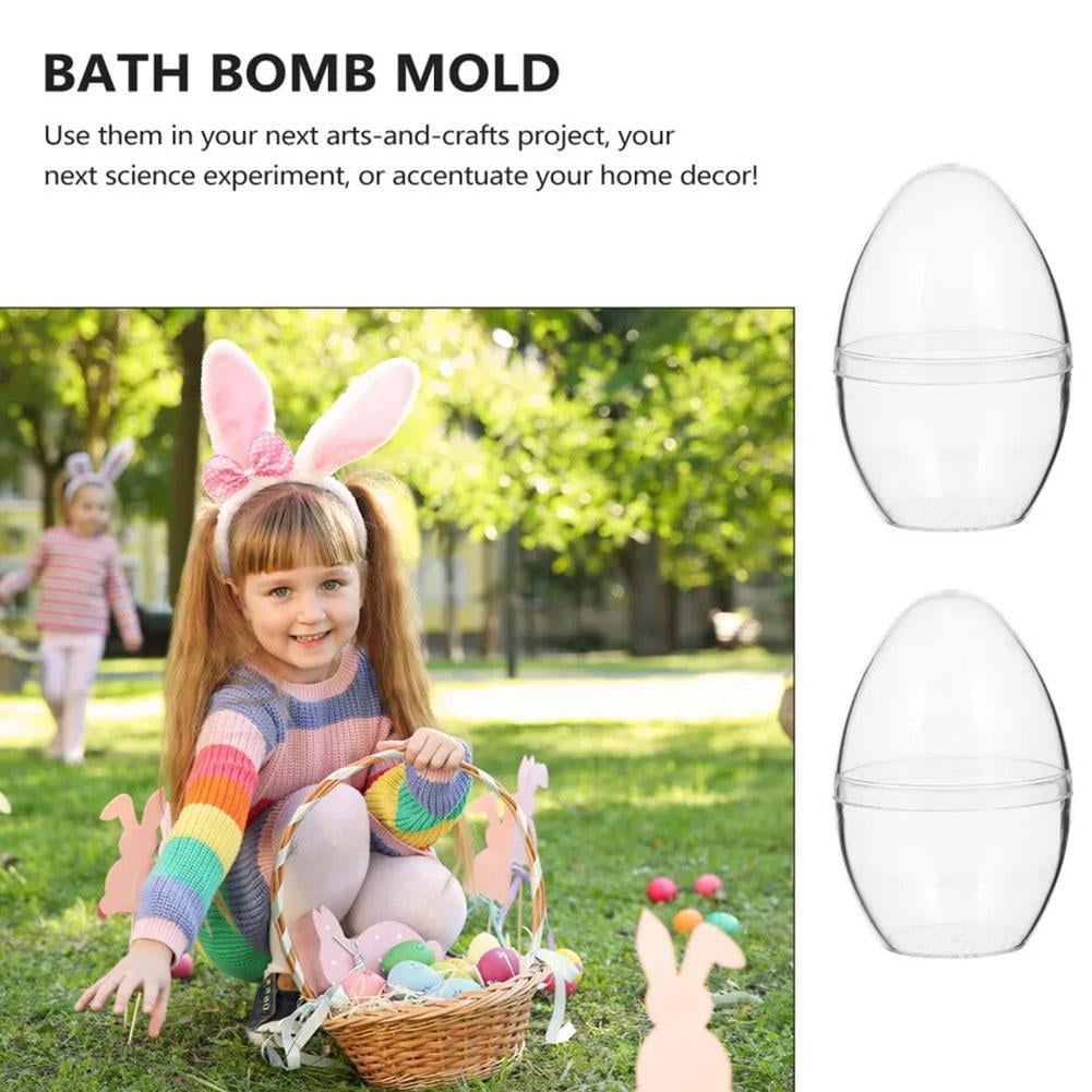 5 Inches Large Clear Easter Eggs Fillable Plastic Easter Eggs Empty Clear Eggs for Easter Basket Stuffers-2pcs
