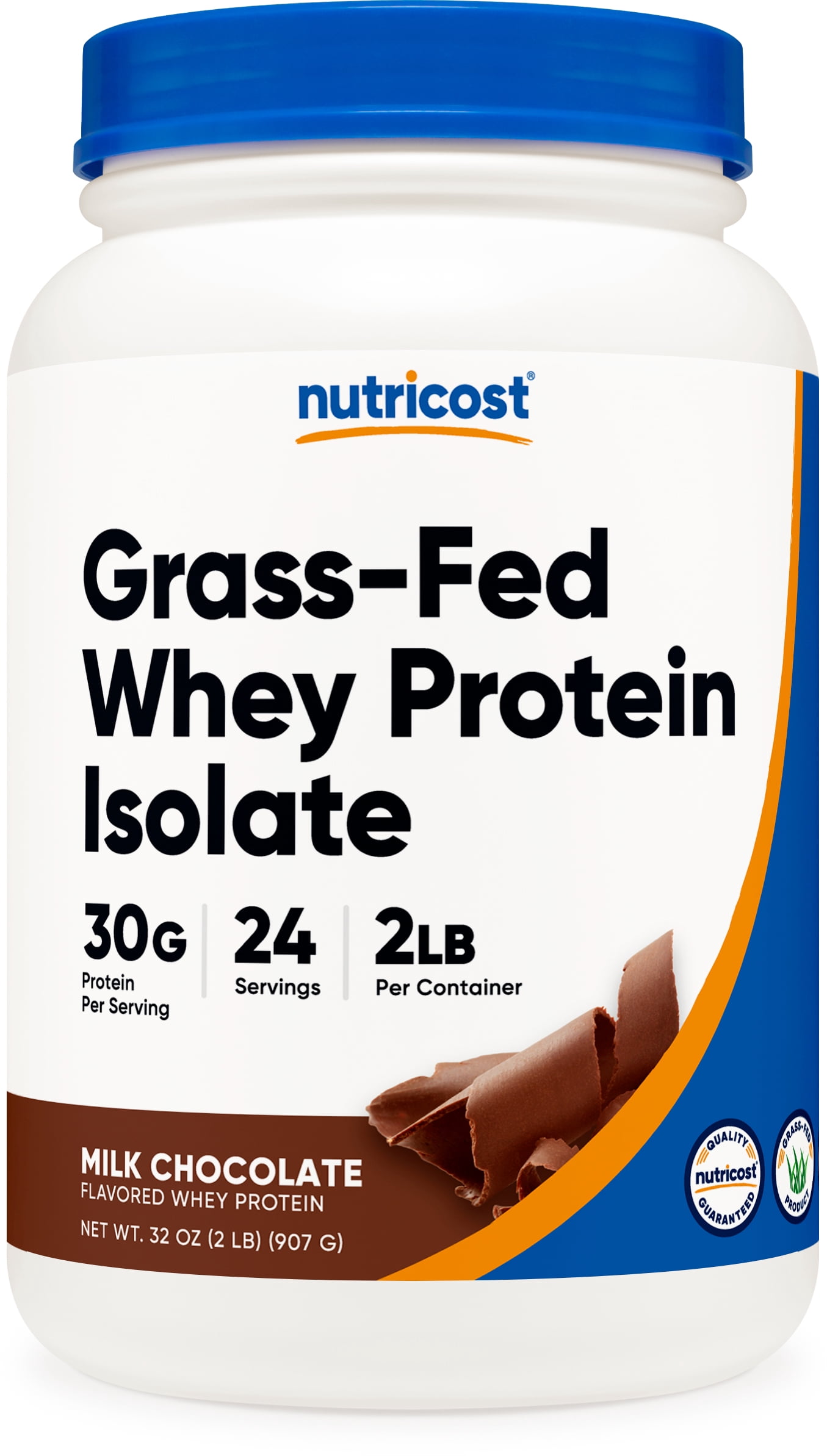 Nutricost Grass-Fed Whey Protein Isolate (Chocolate) 2LBS - Non-GMO, Gluten Free