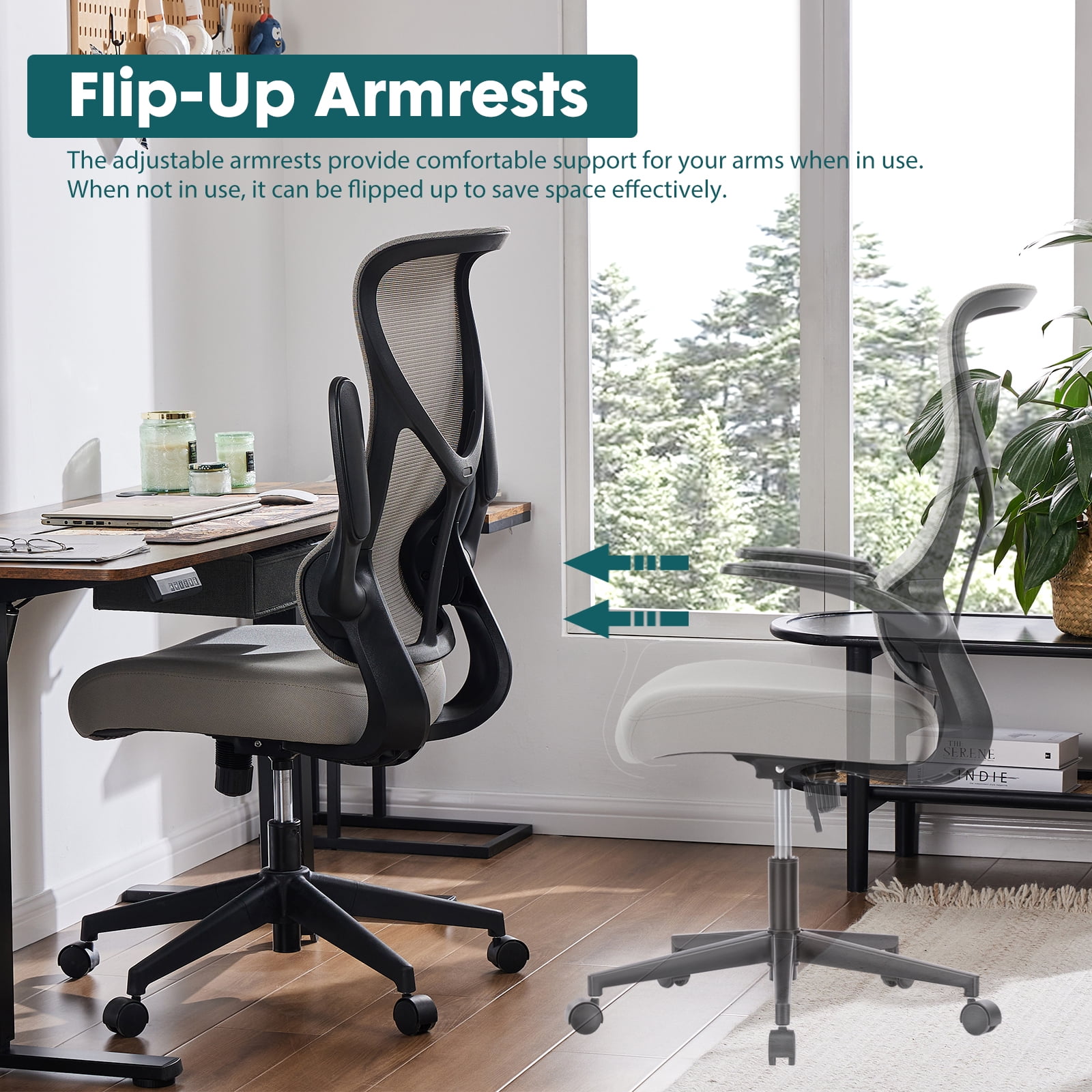 Ergonomic Mesh Computer Chair with Flip-up Armrests and Lumbar Support