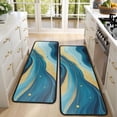 thumbnail image 4 of Kitchen Rugs Sets Of 2,Blue Gold Wave Marble Pattern Anti Fatigue Kitchen Mat Rugs Non Slip Washable,Decorative Kitchen Floor Mats for Kitchen,Sink,Laundry,17"x47"+17"x47", 4 of 5