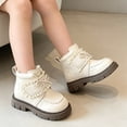 thumbnail image 7 of Girls Cute Ankle Boots Bow Lace Trim Booties with Hook and Loop Kids Fashion Versatile Comfy Short Boots Beige 13 Little Kids, 7 of 7