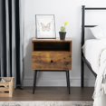 thumbnail image 4 of VECELO Set of 2 Nightstand with Drawer and Shelf, Modern Square Side End Table for Bedroom/Living Room/Office, Antique Brown, 4 of 7