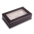 thumbnail image 2 of Matte Black Finish Glass Lid Velour Lined Wooden Cufflink/Ring Box QGM13305, 2 of 3