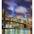 thumbnail image 3 of Landscape Duvet Cover Set, Manhattan Skyline with Brooklyn Bridge and Towers in NYC United States America, Decorative 2 Piece Bedding Set with 1 Pillow Shams, Twin Size, Purple Green, by Ambesonne, 3 of 3