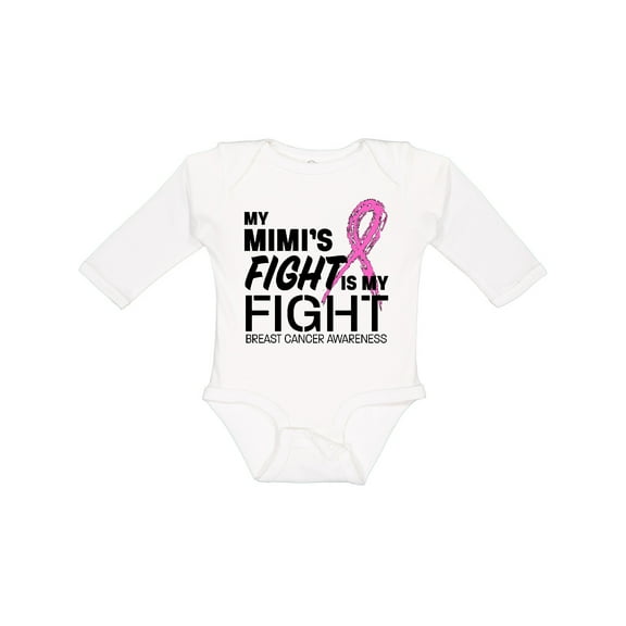 Inktastic My Mimi's Fight is My Fight- breast cancer awareness Boys or Girls Long Sleeve Baby Bodysuit