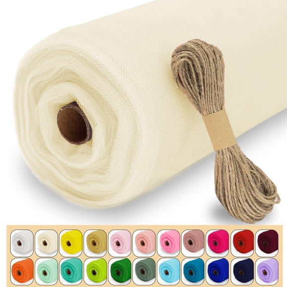 Rollo de tela Luceinvita de tul marfil, 137 cm x 36 m, poliéster