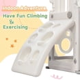 thumbnail image 2 of 4 in 1 Toddler Climber and Slide Set, Freestanding Kids Playground Slide Playset with Basketball Hoop and Bus Steering Play Combination, Indoor & Outdoor Toys for Kids Teens Boys Girls, Gray, 2 of 7