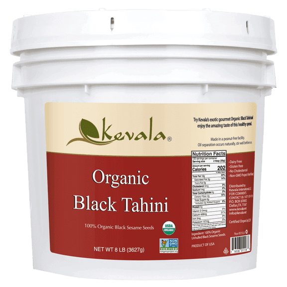 Kevala Organic Black Sesame Tahini, Black Sesame Paste for Hummus 8 lb
