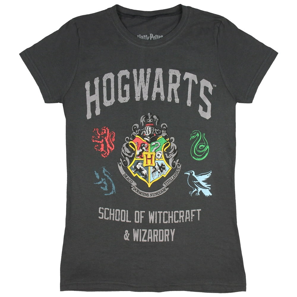 Bioworld - Harry Potter Juniors Hogwarts School Of Wizardry And Witchcraft House Crest T-Shirt